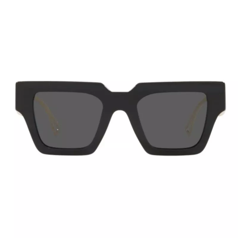 Óculos de sol de mulher VERSACE VE4431F-GB187 olho de gato - armação de acetato preta, lentes de poliamida cinzentas, proteção UV400, 50/22/145 mm