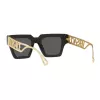 Óculos de sol de mulher VERSACE VE4431F-GB187 olho de gato - armação de acetato preta, lentes de poliamida cinzentas, proteção UV400, 50/22/145 mm