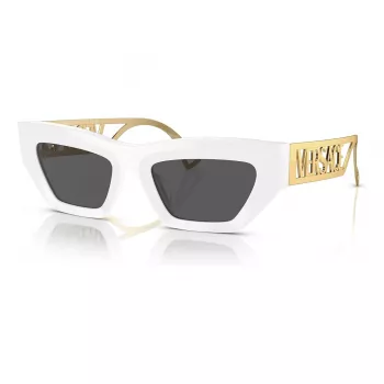 VERSACE VE4432U40187 Óculos de sol de mulher Cat-Eye - Armação de acetato preta, lentes de policarbonato cinzentas, proteção UV400