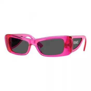 VERSACE VE4481-543487 Óculos de sol de mulher em forma de olho de gato - Armação de acetato preta, lentes de policarbonato cinzento escuro, 54 mm