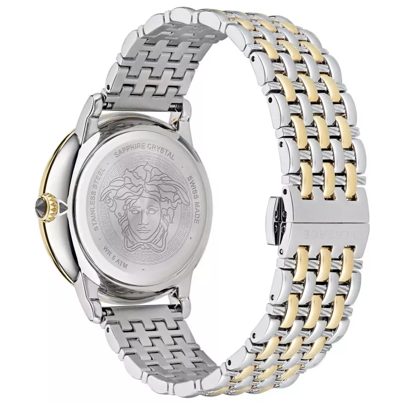VERSACE VE6F00423 relógio de quartzo suíço unissexo 38mm mostrador preto bracelete de pele