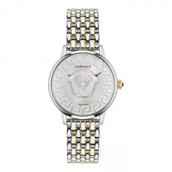 Relógio unissexo VERSACE VE6F00423 quartzo suíço 38mm mostrador preto bracelete de couro