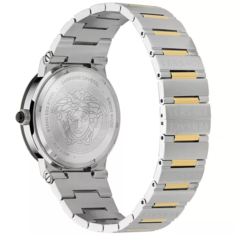 Relógio de quartzo suíço de homem VERSACE VE7G00223 38mm Mostrador preto Bracelete de couro