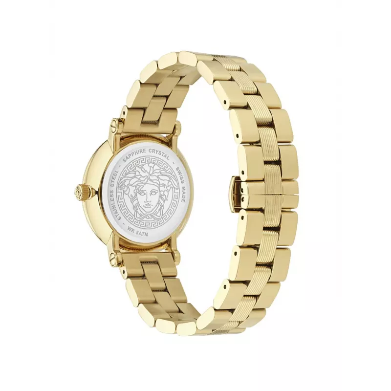 Relógio de mulher VERSACE VE7F00623 suíço quartzo 35mm mostrador preto bracelete de pele