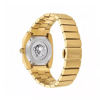 Relógio de mulher VERSACE VE8F00424 quartzo, 44mm mostrador preto com bracelete de pele