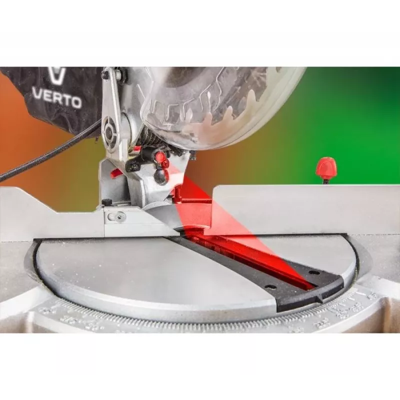 Serra de esquadria e corte de precisão VERTO 1500 W, lâmina 210 x 30 mm, 5000 rpm, guia laser, base de alumínio