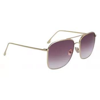 Óculos de sol de mulher Victoria Beckham VB202S-712 tamanho grande quadrados, armação de metal dourado, lentes castanhas degradê, 59 mm
