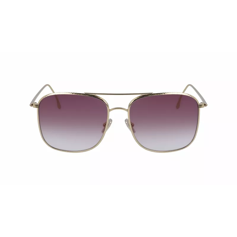 Óculos de sol de mulher Victoria Beckham VB202S-712 tamanho grande quadrados, armação de metal dourado, lentes castanhas degradê, 59 mm