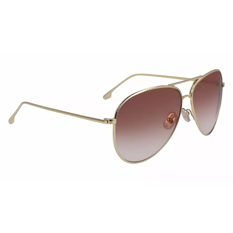 Victoria Beckham VB203S-712 Óculos de sol de mulher Armação dourada Lentes degradê castanhas 62 mm