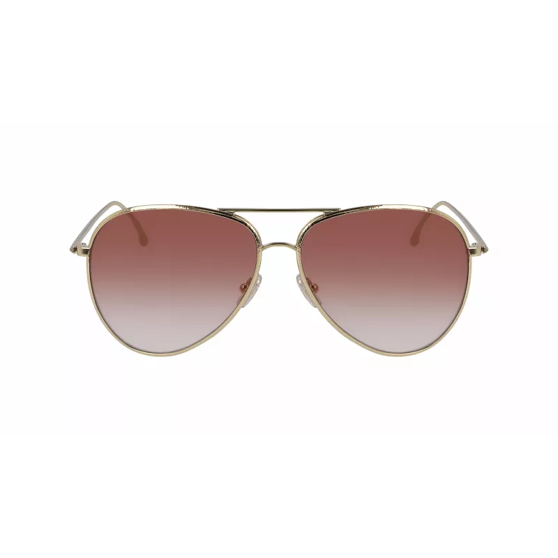 Victoria Beckham VB203S-712 Óculos de sol de mulher Armação dourada Lentes degradê castanhas 62 mm