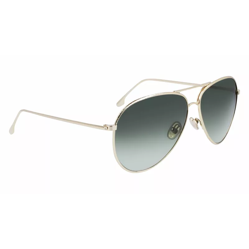 Óculos de sol Victoria Beckham VB203S-713 em forma de olho de gato dourado marrom degradê 62 mm