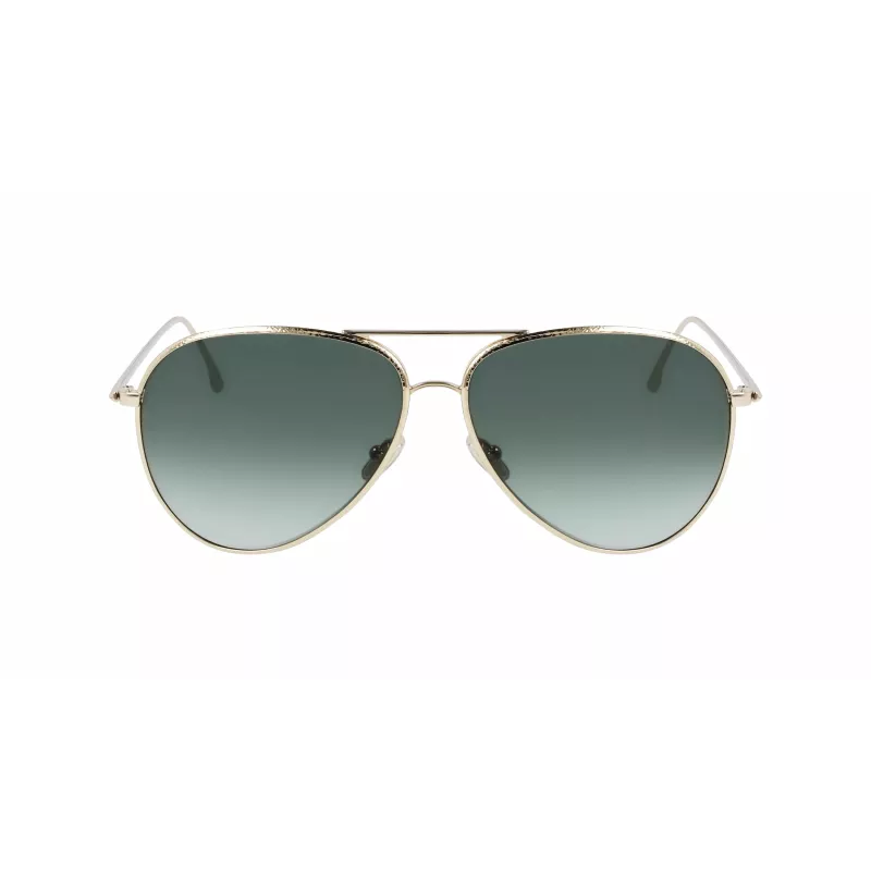 Óculos de sol Victoria Beckham VB203S-713 em forma de olho de gato dourado marrom degradê 62 mm