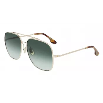 Victoria Beckham VB215S-700 Óculos de sol para mulher - Armação dourada, lentes castanhas degradê, 59 mm