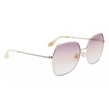 Óculos de sol de mulher Victoria Beckham VB223S-728 em metal dourado e castanho degradê 56mm