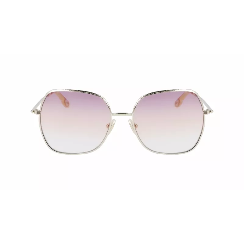 Óculos de sol de mulher Victoria Beckham VB223S-728 em metal dourado e castanho degradê 56mm