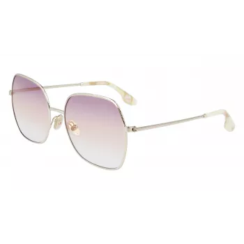 Óculos de sol de mulher Victoria Beckham VB223S-728 em metal dourado e castanho degradê 56mm
