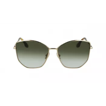 Óculos de sol de mulher Victoria Beckham VB225S-700 ouro metal castanho degradê piloto