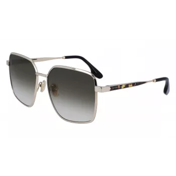 Victoria Beckham VB234S-700 óculos de sol de mulher quadrados oversize armação dourada lentes castanhas 59mm