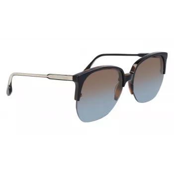 Óculos de sol de mulher Victoria Beckham VB617S-005 quadrados oversize, armação preta brilhante, lentes cinzentas, 63/15/140 mm