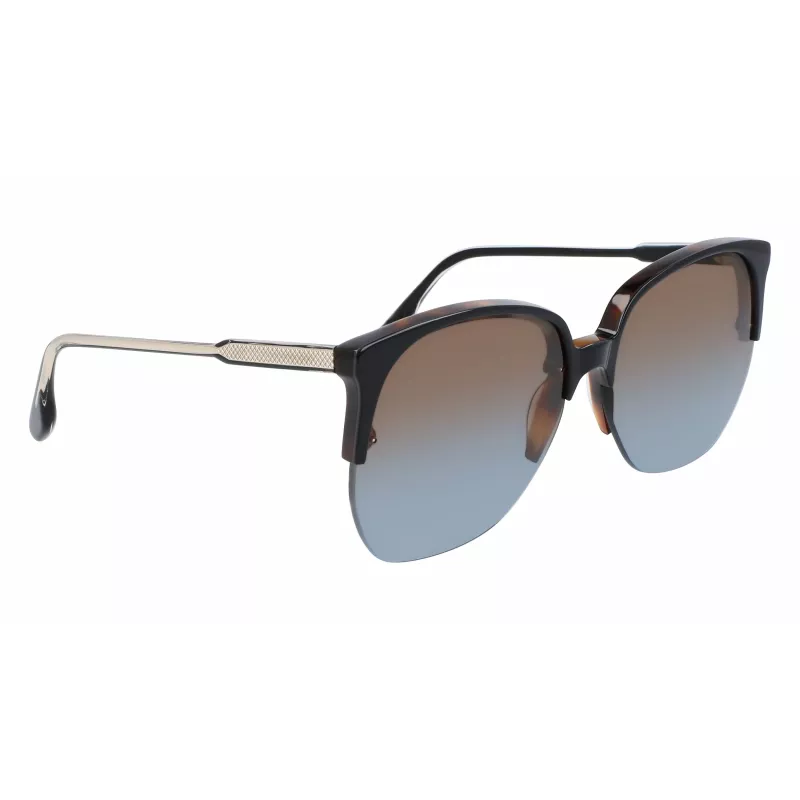Óculos de sol de mulher Victoria Beckham VB617S-005 quadrados oversize, armação preta brilhante, lentes cinzentas, 63/15/140 mm