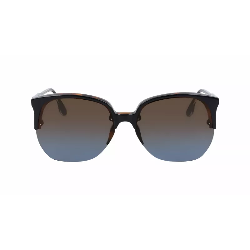 Óculos de sol de mulher Victoria Beckham VB617S-005 quadrados oversize, armação preta brilhante, lentes cinzentas, 63/15/140 mm