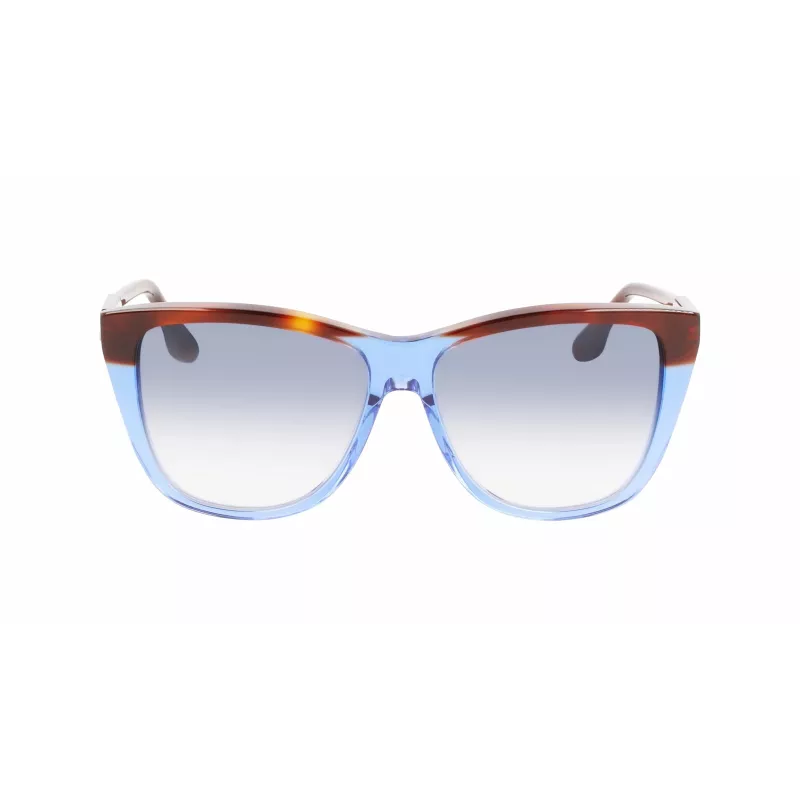Óculos de sol quadrados oversize de mulher Victoria Beckham VB639S-418 - armação de acetato azul-escuro com lentes cinzentas degradê