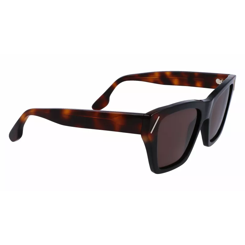 Victoria Beckham VB646S-001 Óculos de sol quadrados de mulher - Armação em acetato preta com lentes em policarbonato cinzentas - 55/18/145 mm