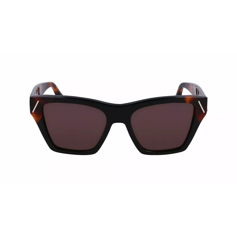 Victoria Beckham VB646S-001 Óculos de sol quadrados de mulher - Armação em acetato preta com lentes em policarbonato cinzentas - 55/18/145 mm