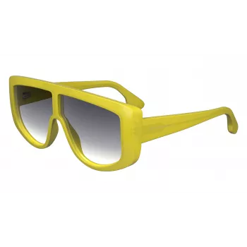 Victoria Beckham VB664S-709 Óculos de sol quadrados de mulher, armação de metal dourada, lentes degradê castanhas, 61 mm