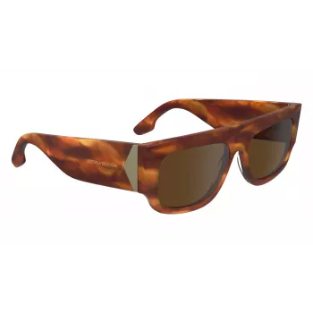 Óculos de sol quadrados Victoria Beckham VB666S5516223 para mulher - armação de acetato castanha Havana com lentes degradê castanhas - 55/16/145 mm