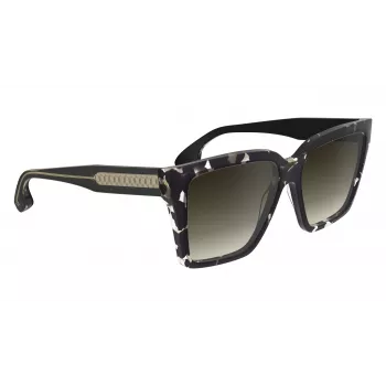 Victoria Beckham VB672S5715010 Óculos de sol oversize quadrados de mulher - Armação de acetato preta, lentes de policarbonato cinzentas, 57/15/140 mm