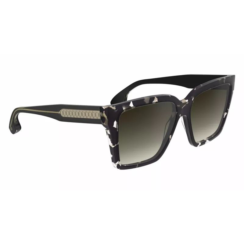 Victoria Beckham VB672S5715010 Óculos de sol oversize quadrados de mulher - Armação de acetato preta, lentes de policarbonato cinzentas, 57/15/140 mm