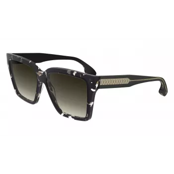 Victoria Beckham VB672S5715010 Óculos de sol oversize quadrados de mulher - Armação de acetato preta, lentes de policarbonato cinzentas, 57/15/140 mm