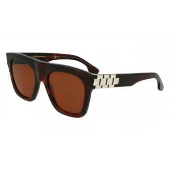 Óculos de sol de mulher Victoria Beckham VB675S5220227 formato quadrado oversize, Dark Havana, lentes cinzentas degradê, 52 mm