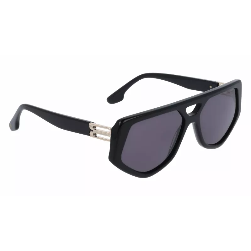 Óculos de sol quadrados Victoria Beckham VB681S5815001 para mulher armação de acetato preta lentes cinzentas 58mm