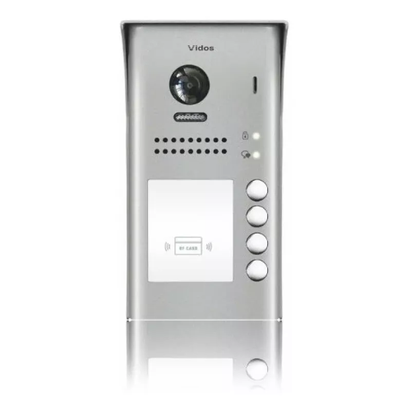 VIDOS Duo S1104A Posto de porta para quatro famílias, Aço inoxidável, Montagem à superfície, 2 fios, IP65