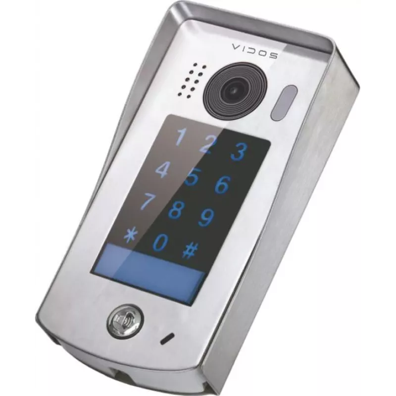 VIDOS DUO S1301D posto de porta - videoporteiro exterior de 2 fios com câmara de 2,0 MP, objetiva grande angular de 170°, visão noturna IR, aço inoxidável, prateado