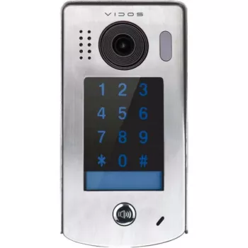 VIDOS DUO S1301D Gate Station - campainha exterior de 2 fios com câmara de 2,0 MP, objetiva grande angular de 170°, visão noturna IV, aço inoxidável, prateado