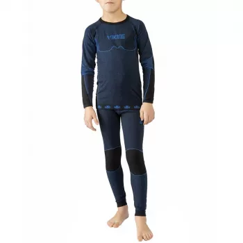 Conjunto de roupa térmica Viking Riko para criança preto-azul 116-128 cm