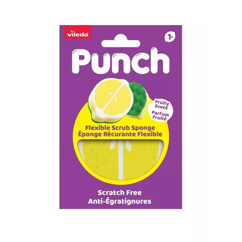 Vileda Punch esponja de limpeza flexível, limão, 1 unid.