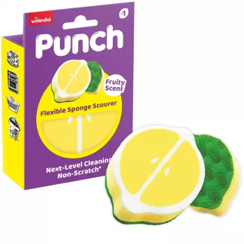 Vileda Punch esponja de limpeza flexível, limão, 1 unid.