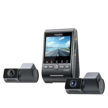 VIOFO A329T 3CH Câmara de tablier GPS 4K frontal, 1080P interior e traseira, sensores Sony STARVIS, Wi-Fi e GPS integrados