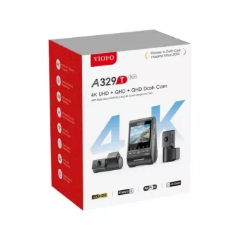 VIOFO A329T 3CH Câmara de tablier GPS 4K frontal, 1080P interior e traseira, sensores Sony STARVIS, Wi-Fi e GPS integrados
