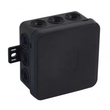 Caixa de superfície vazia VIPLAST V5 Klik, 12 entradas de cabo, IP54, preta, 75x75x41 mm, 035-05