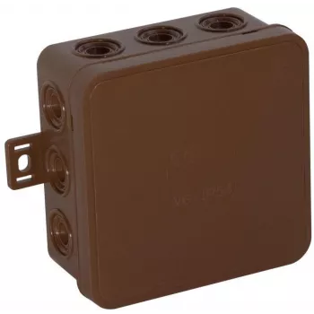 VIPLAST V6 Caixa de derivação de sobrepor, 12 entradas de cabo, IP54, castanha, 85x85x41 mm, caixa vazia (036-02)