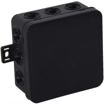 Caixa de derivação de superfície VIPLAST V7 Klik, vazia, 12 entradas, preta, IP54, 100x100x41 mm