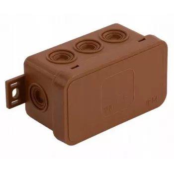 Caixa de derivação saliente VIPLAST V8 Klik, vazia, 8 entradas de cabo, IP54, castanho, 80x45x41mm