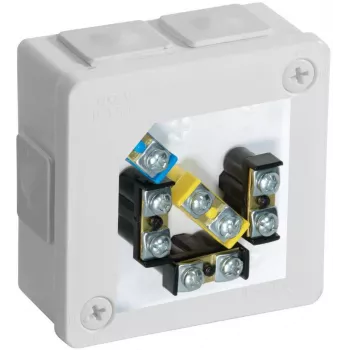 VIPLAST VP-22 Caixa de derivação à superfície com terminais, 6 entradas de cabo, branco, IP55, 86x86x40 mm
