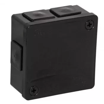 VIPLAST VP-22 Caixa de derivação de montagem à superfície com terminais, 6 entradas de cabo, IP55, preto, 86x86x40 mm