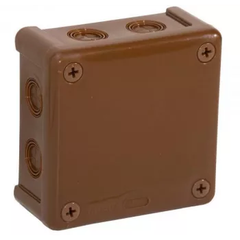 VIPLAST VP-42 caixa de derivação saliente, 8 entradas de cabo, castanho, IP55, 98x98x42 mm 042-02